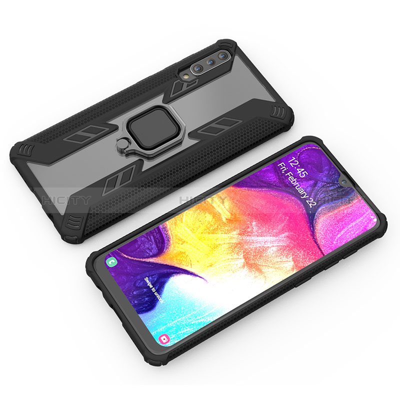 Custodia Silicone e Plastica Opaca Cover con Magnetico Anello Supporto KC4 per Samsung Galaxy A50