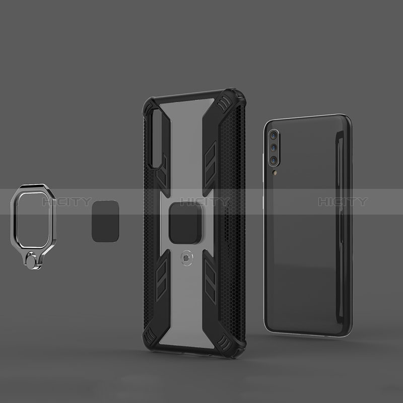 Custodia Silicone e Plastica Opaca Cover con Magnetico Anello Supporto KC4 per Samsung Galaxy A50S