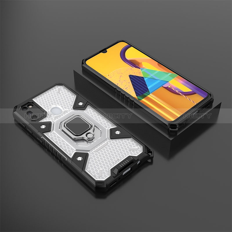 Custodia Silicone e Plastica Opaca Cover con Magnetico Anello Supporto KC4 per Samsung Galaxy M30s