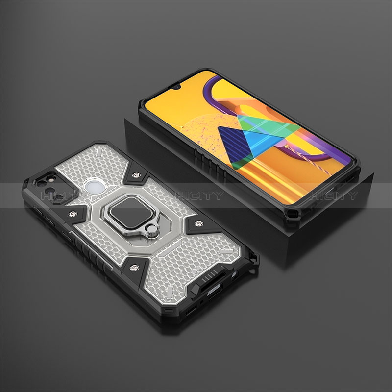 Custodia Silicone e Plastica Opaca Cover con Magnetico Anello Supporto KC4 per Samsung Galaxy M30s