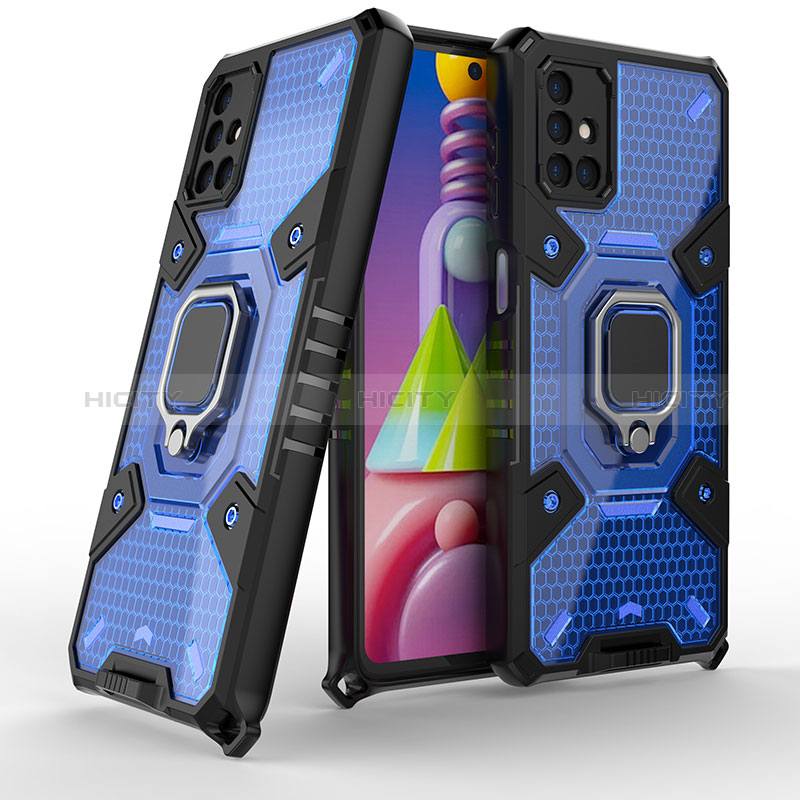 Custodia Silicone e Plastica Opaca Cover con Magnetico Anello Supporto KC5 per Samsung Galaxy M51
