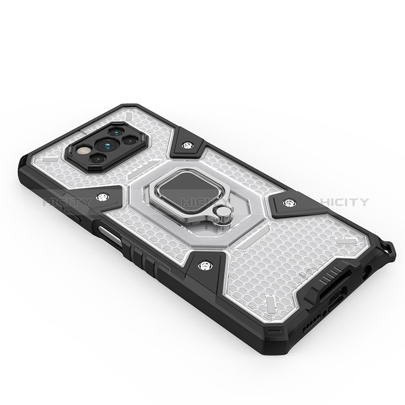 Custodia Silicone e Plastica Opaca Cover con Magnetico Anello Supporto KC5 per Xiaomi Poco X3 NFC