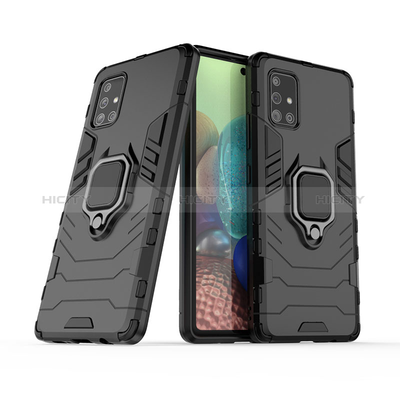 Custodia Silicone e Plastica Opaca Cover con Magnetico Anello Supporto KC6 per Samsung Galaxy A71 4G A715