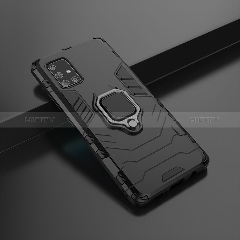 Custodia Silicone e Plastica Opaca Cover con Magnetico Anello Supporto KC6 per Samsung Galaxy A71 4G A715
