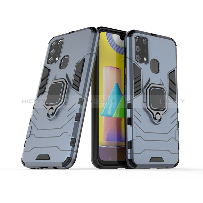 Custodia Silicone e Plastica Opaca Cover con Magnetico Anello Supporto KC6 per Samsung Galaxy M21s