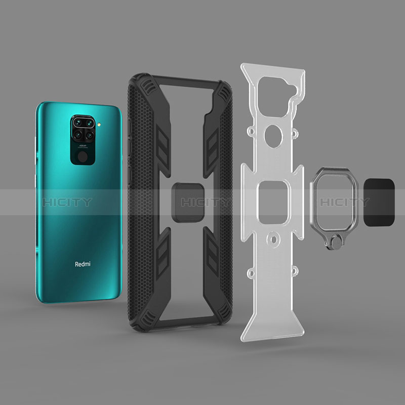 Custodia Silicone e Plastica Opaca Cover con Magnetico Anello Supporto KC6 per Xiaomi Redmi Note 9