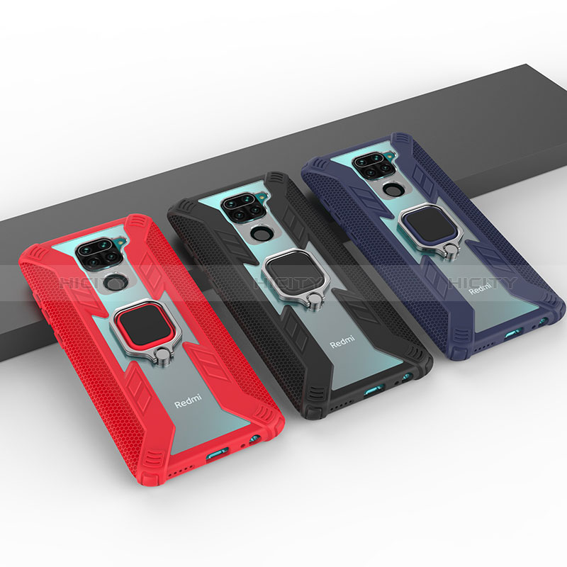 Custodia Silicone e Plastica Opaca Cover con Magnetico Anello Supporto KC6 per Xiaomi Redmi Note 9