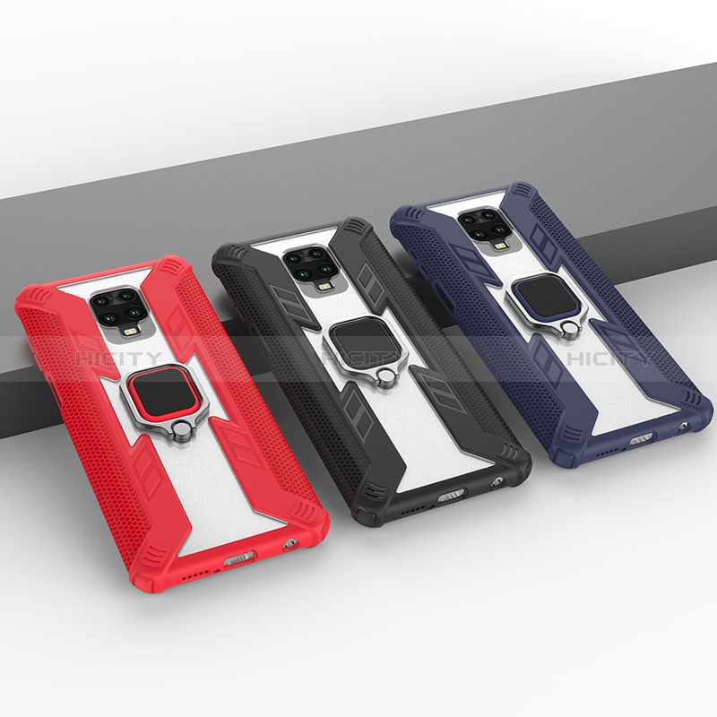 Custodia Silicone e Plastica Opaca Cover con Magnetico Anello Supporto KC6 per Xiaomi Redmi Note 9 Pro