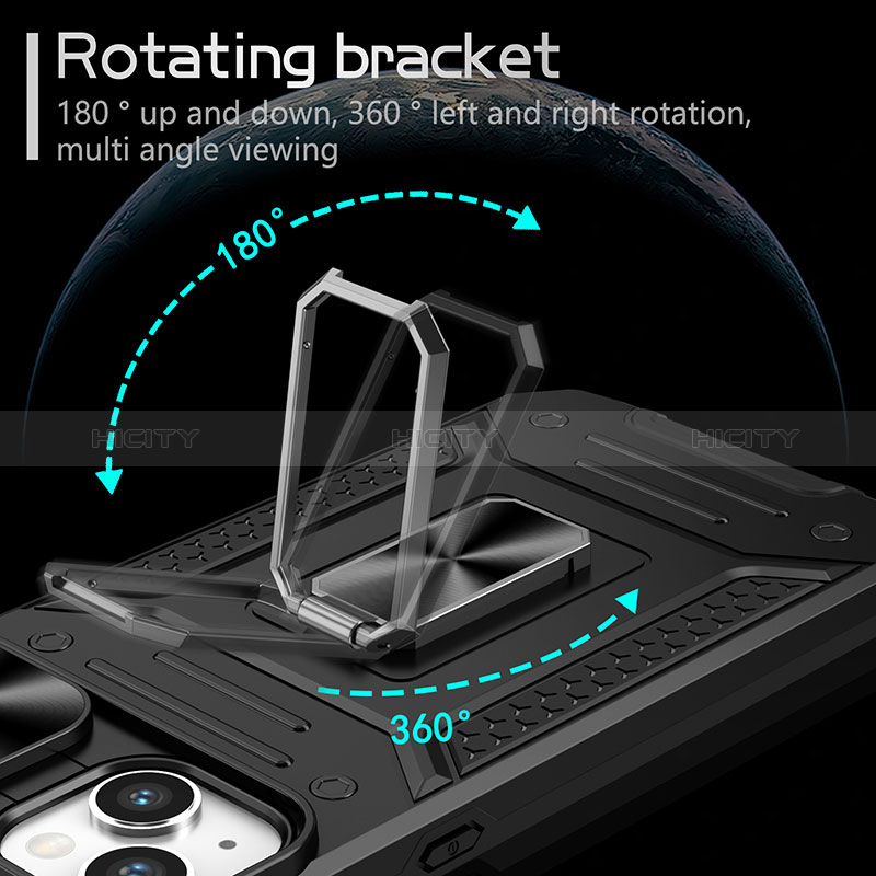 Custodia Silicone e Plastica Opaca Cover con Magnetico Anello Supporto KC7 per Apple iPhone 13