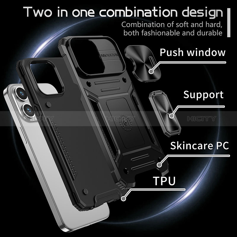 Custodia Silicone e Plastica Opaca Cover con Magnetico Anello Supporto KC7 per Apple iPhone 13 Pro Max
