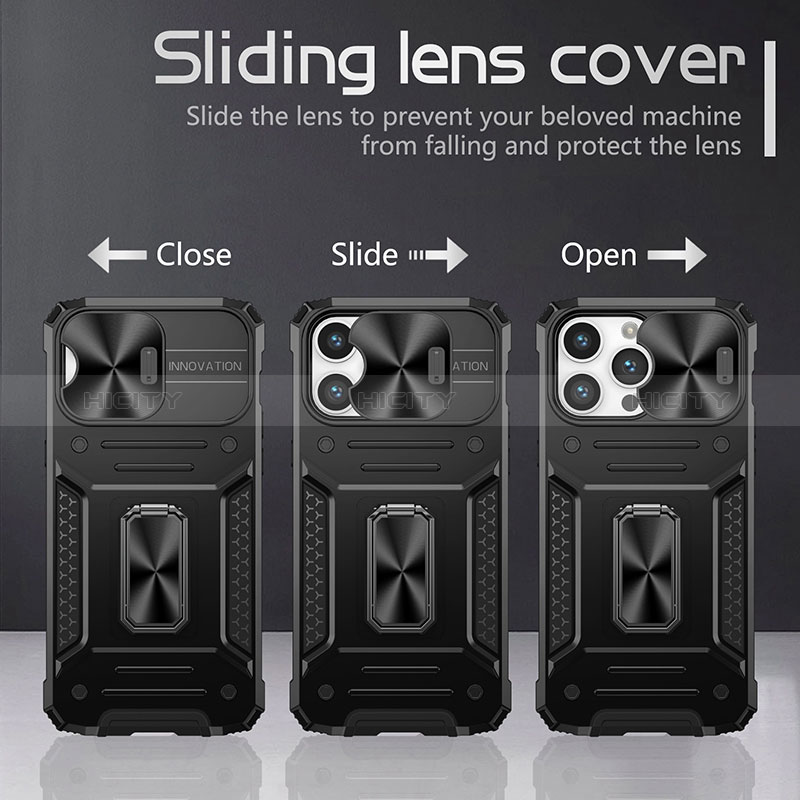 Custodia Silicone e Plastica Opaca Cover con Magnetico Anello Supporto KC7 per Apple iPhone 14 Pro