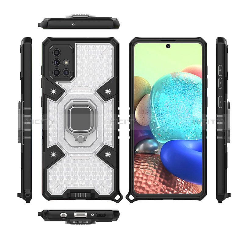 Custodia Silicone e Plastica Opaca Cover con Magnetico Anello Supporto KC7 per Samsung Galaxy A71 4G A715