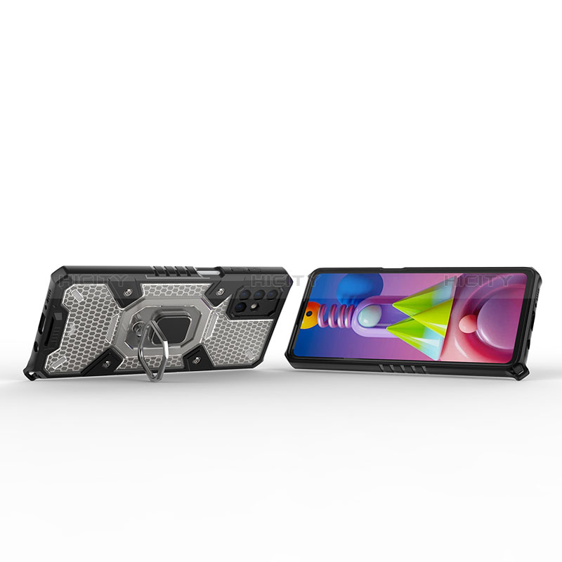 Custodia Silicone e Plastica Opaca Cover con Magnetico Anello Supporto KC7 per Samsung Galaxy M51