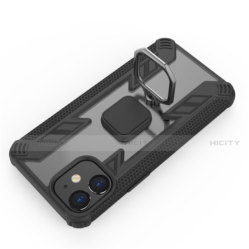 Custodia Silicone e Plastica Opaca Cover con Magnetico Anello Supporto M01 per Apple iPhone 12