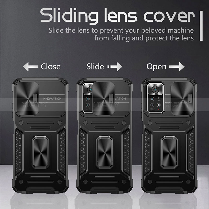 Custodia Silicone e Plastica Opaca Cover con Magnetico Anello Supporto M01Q per Xiaomi Redmi Note 11 Pro 5G