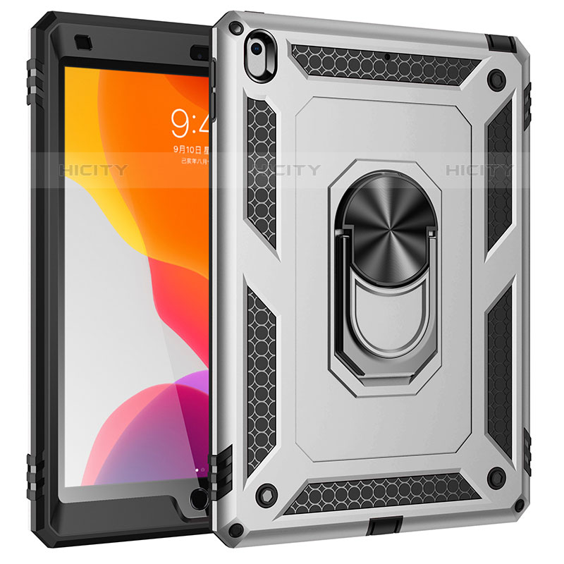Custodia Silicone e Plastica Opaca Cover con Magnetico Anello Supporto MQ1 per Apple iPad 10.2 (2020) Argento