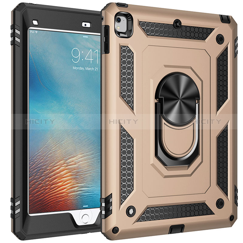 Custodia Silicone e Plastica Opaca Cover con Magnetico Anello Supporto MQ1 per Apple iPad Air Oro