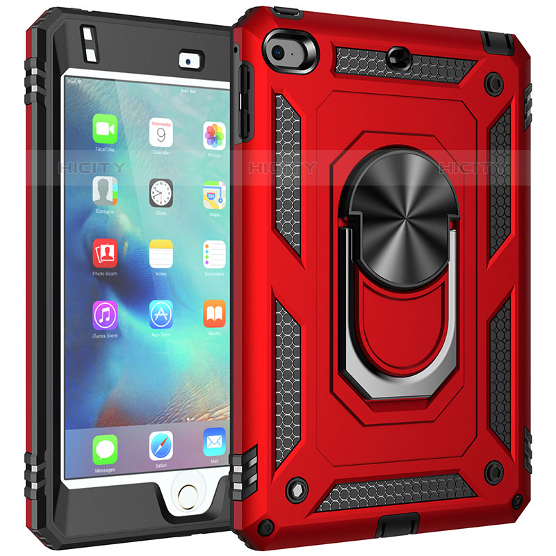 Custodia Silicone e Plastica Opaca Cover con Magnetico Anello Supporto MQ1 per Apple iPad Mini 5 (2019) Rosso