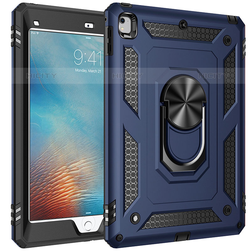 Custodia Silicone e Plastica Opaca Cover con Magnetico Anello Supporto MQ1 per Apple iPad Pro 9.7 Blu