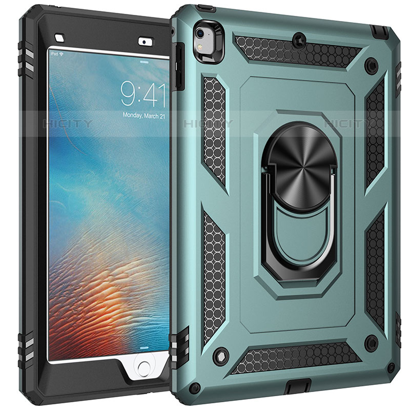 Custodia Silicone e Plastica Opaca Cover con Magnetico Anello Supporto MQ1 per Apple iPad Pro 9.7 Verde