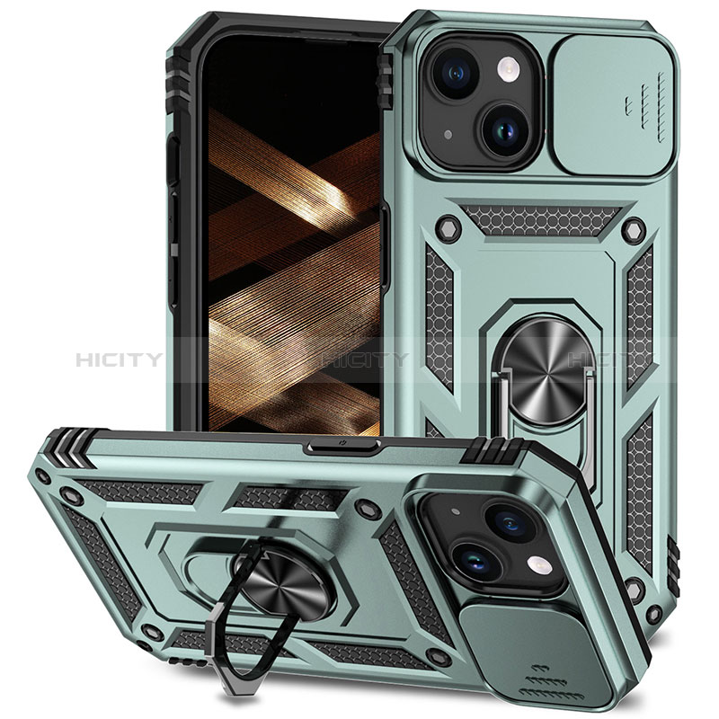 Custodia Silicone e Plastica Opaca Cover con Magnetico Anello Supporto MQ1 per Apple iPhone 13