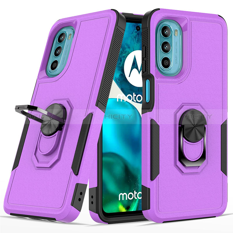 Custodia Silicone e Plastica Opaca Cover con Magnetico Anello Supporto MQ1 per Motorola MOTO G52