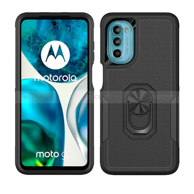 Custodia Silicone e Plastica Opaca Cover con Magnetico Anello Supporto MQ1 per Motorola MOTO G52