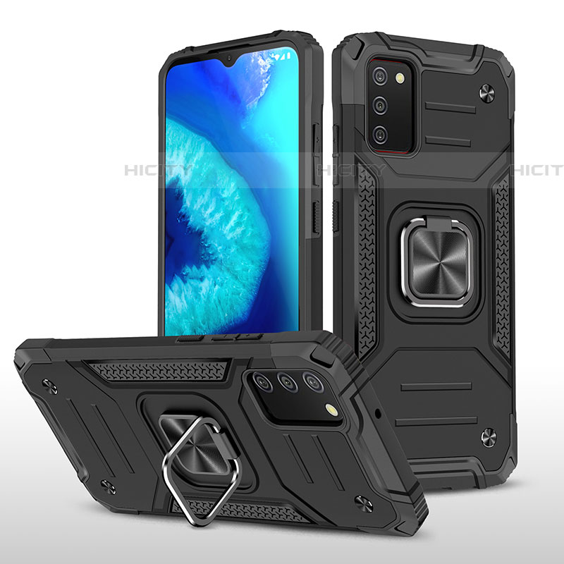 Custodia Silicone e Plastica Opaca Cover con Magnetico Anello Supporto MQ1 per Samsung Galaxy A03s