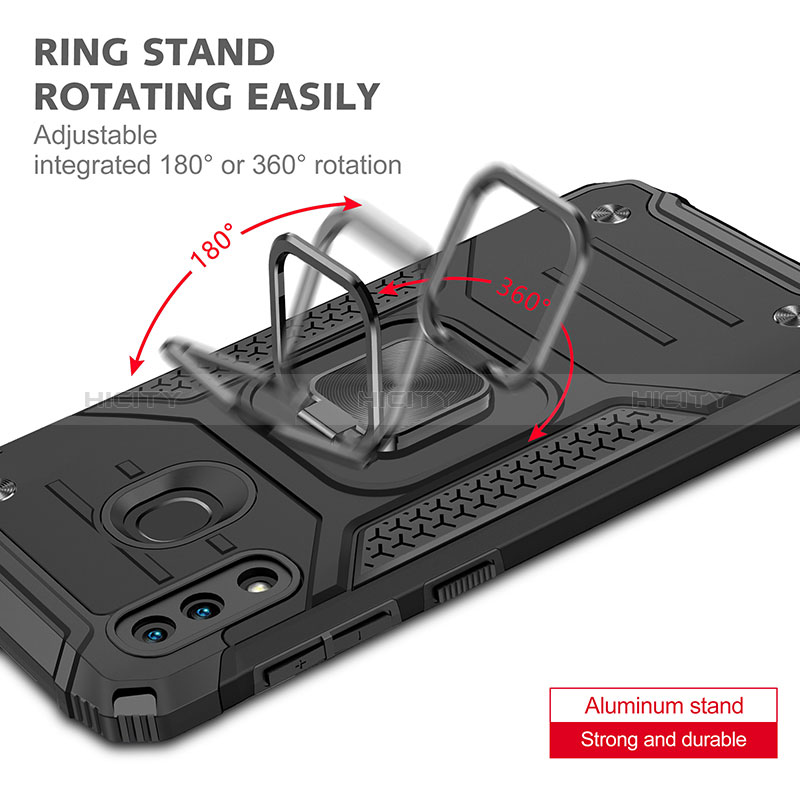 Custodia Silicone e Plastica Opaca Cover con Magnetico Anello Supporto MQ1 per Samsung Galaxy A20