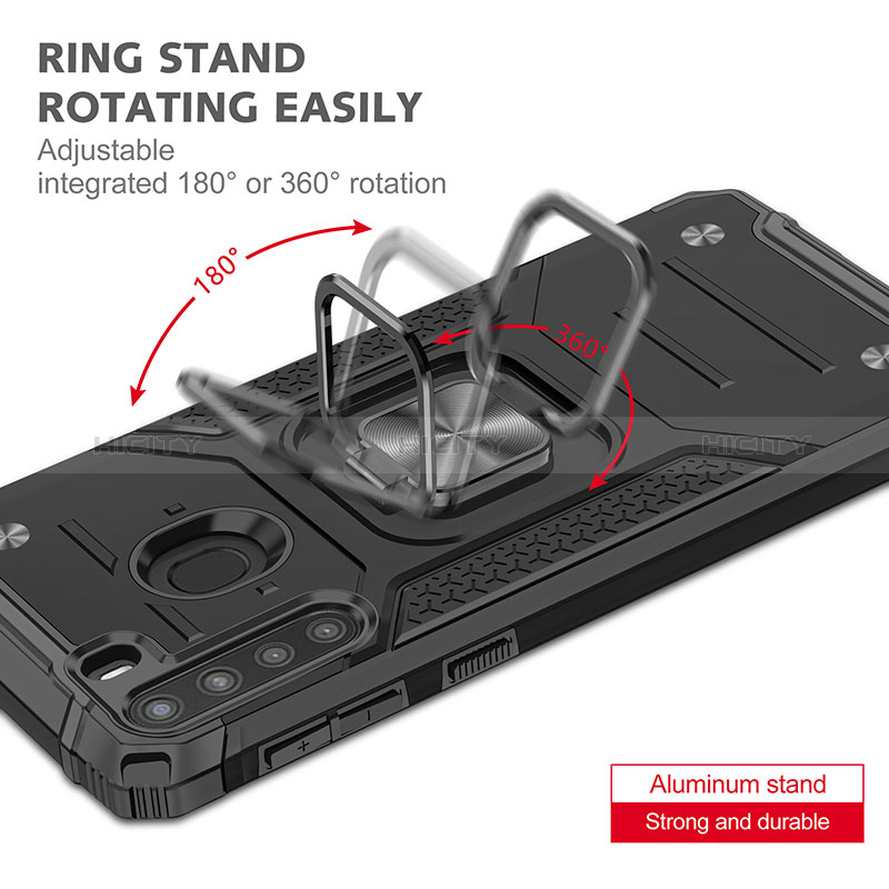 Custodia Silicone e Plastica Opaca Cover con Magnetico Anello Supporto MQ1 per Samsung Galaxy A21