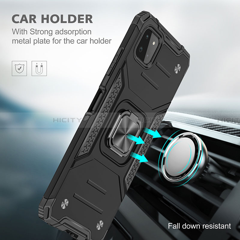Custodia Silicone e Plastica Opaca Cover con Magnetico Anello Supporto MQ1 per Samsung Galaxy A22 5G