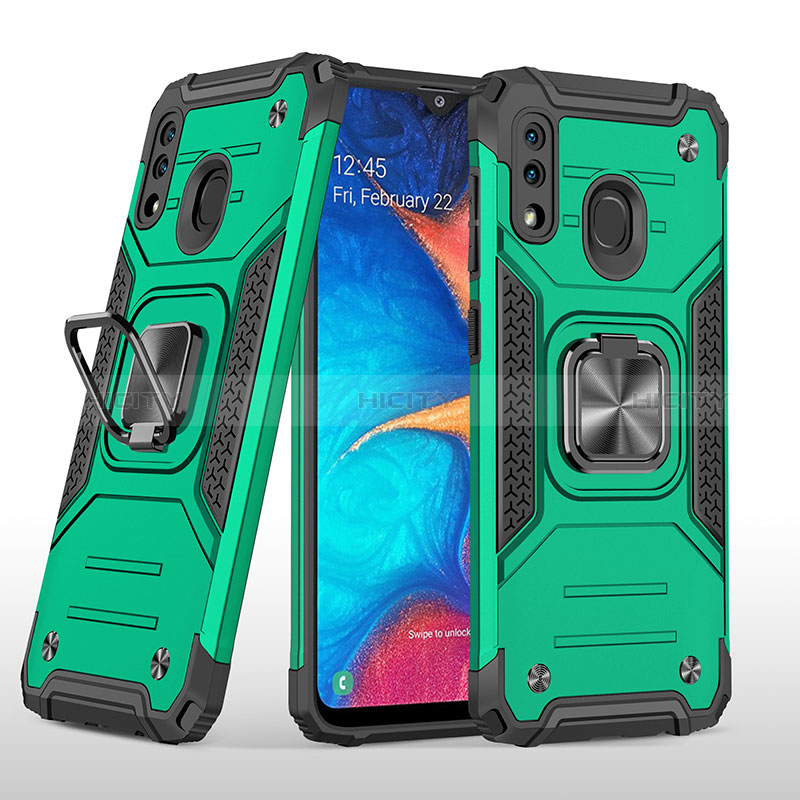 Custodia Silicone e Plastica Opaca Cover con Magnetico Anello Supporto MQ1 per Samsung Galaxy A30 Verde Notte