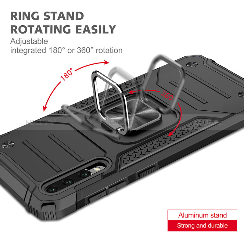 Custodia Silicone e Plastica Opaca Cover con Magnetico Anello Supporto MQ1 per Samsung Galaxy A50