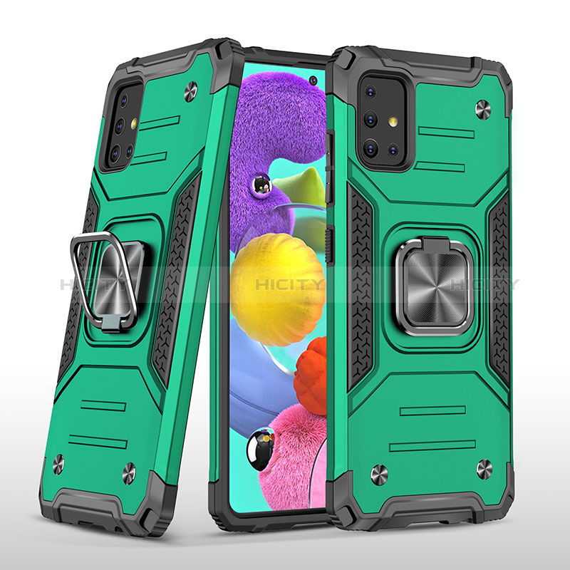 Custodia Silicone e Plastica Opaca Cover con Magnetico Anello Supporto MQ1 per Samsung Galaxy A51 4G Verde Notte