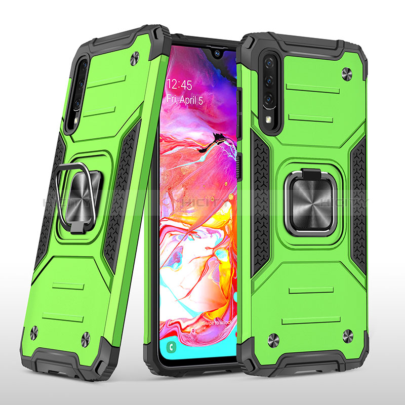 Custodia Silicone e Plastica Opaca Cover con Magnetico Anello Supporto MQ1 per Samsung Galaxy A70S