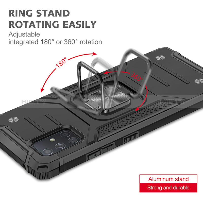 Custodia Silicone e Plastica Opaca Cover con Magnetico Anello Supporto MQ1 per Samsung Galaxy A71 5G