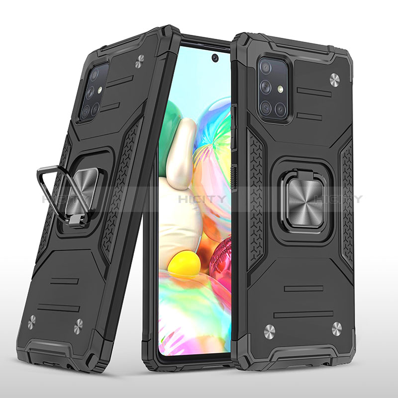 Custodia Silicone e Plastica Opaca Cover con Magnetico Anello Supporto MQ1 per Samsung Galaxy A71 5G