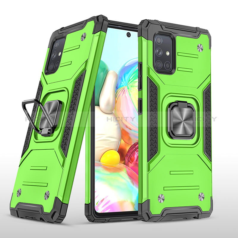 Custodia Silicone e Plastica Opaca Cover con Magnetico Anello Supporto MQ1 per Samsung Galaxy A71 5G