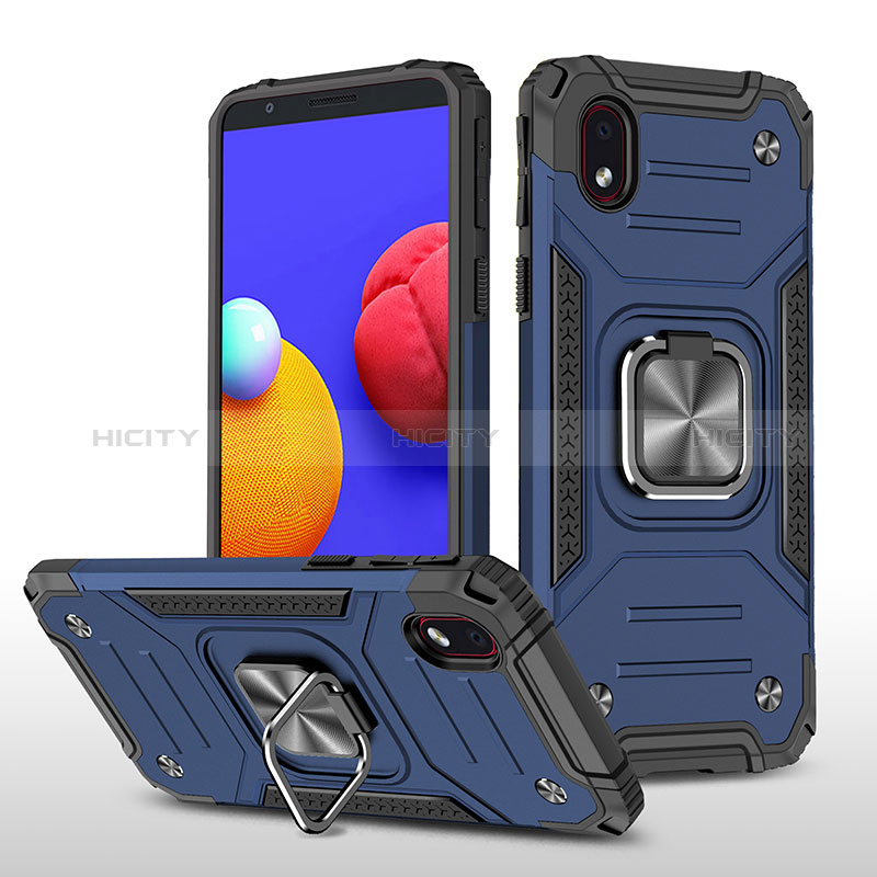Custodia Silicone e Plastica Opaca Cover con Magnetico Anello Supporto MQ1 per Samsung Galaxy M01 Core