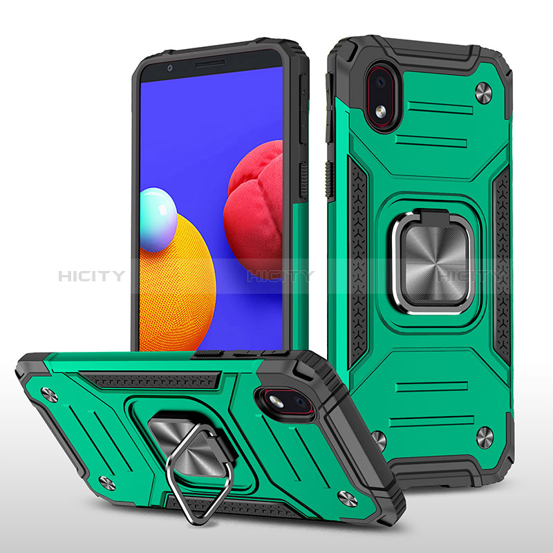 Custodia Silicone e Plastica Opaca Cover con Magnetico Anello Supporto MQ1 per Samsung Galaxy M01 Core Verde Notte