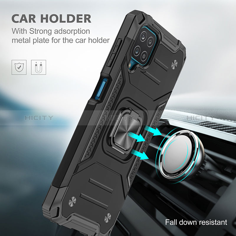 Custodia Silicone e Plastica Opaca Cover con Magnetico Anello Supporto MQ1 per Samsung Galaxy M12