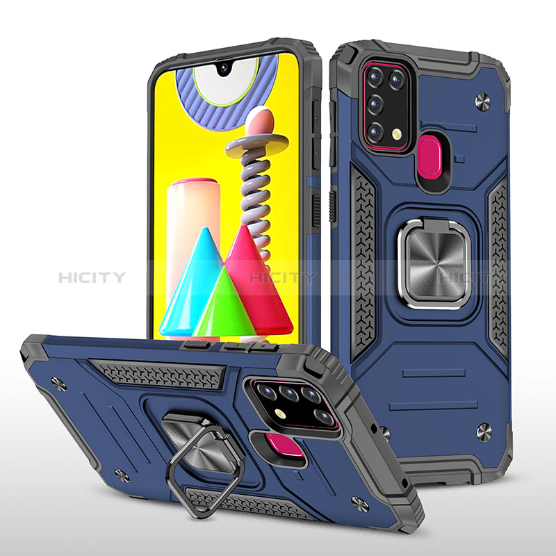 Custodia Silicone e Plastica Opaca Cover con Magnetico Anello Supporto MQ1 per Samsung Galaxy M31 Prime Edition