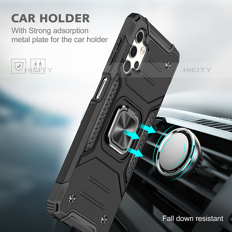 Custodia Silicone e Plastica Opaca Cover con Magnetico Anello Supporto MQ1 per Samsung Galaxy M32 5G