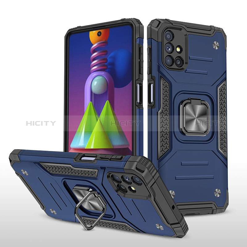 Custodia Silicone e Plastica Opaca Cover con Magnetico Anello Supporto MQ1 per Samsung Galaxy M51