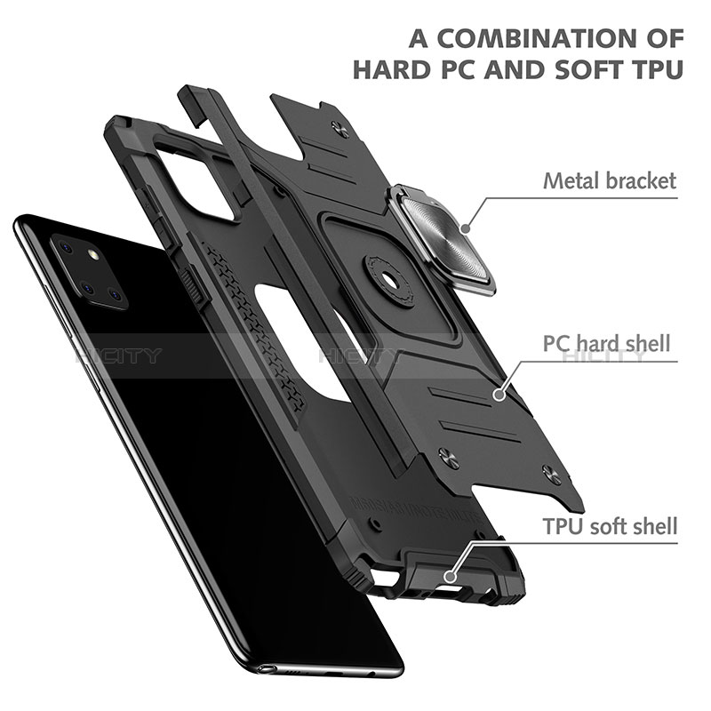 Custodia Silicone e Plastica Opaca Cover con Magnetico Anello Supporto MQ1 per Samsung Galaxy M60s