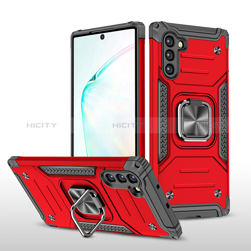 Custodia Silicone e Plastica Opaca Cover con Magnetico Anello Supporto MQ1 per Samsung Galaxy Note 10 5G Rosso