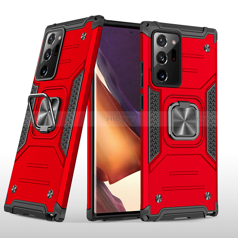 Custodia Silicone e Plastica Opaca Cover con Magnetico Anello Supporto MQ1 per Samsung Galaxy Note 20 Ultra 5G Rosso