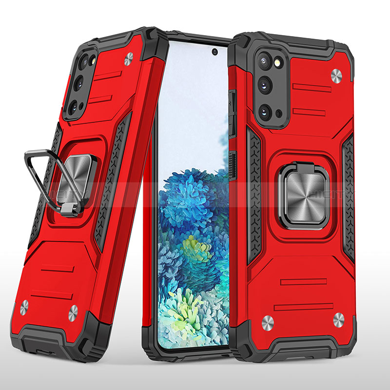 Custodia Silicone e Plastica Opaca Cover con Magnetico Anello Supporto MQ1 per Samsung Galaxy S20 5G Rosso