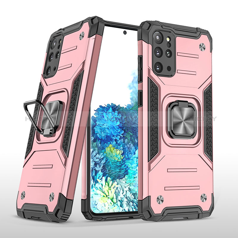 Custodia Silicone e Plastica Opaca Cover con Magnetico Anello Supporto MQ1 per Samsung Galaxy S20 Plus Oro Rosa