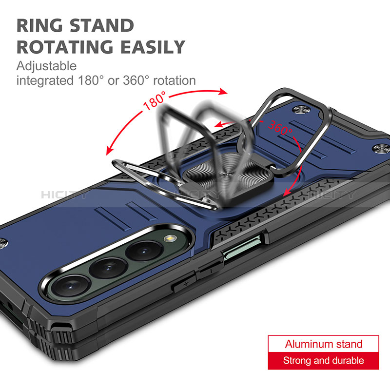 Custodia Silicone e Plastica Opaca Cover con Magnetico Anello Supporto MQ1 per Samsung Galaxy Z Fold3 5G